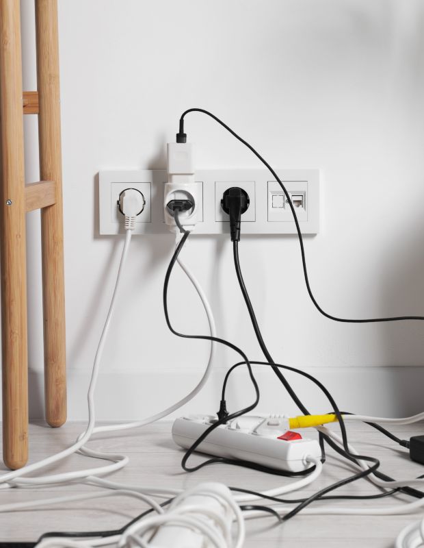 Illustration d’un bâtiment avec icônes de contrôle technique et indicateurs énergétiques internes